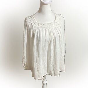 Chaps Denim White Long Sleeve Blouse Women’s Size Medium